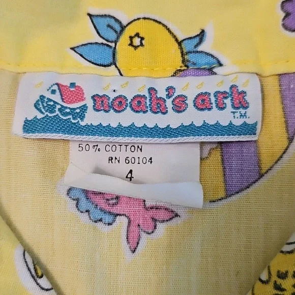 Vintage Noah's Ark toddler boy Shirt 4T Yellow EASTER - Picture 7 of 7